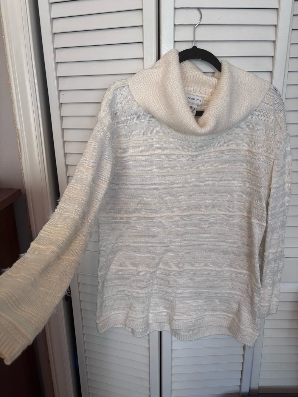 Liz Claiborne Cream Cowl Neck Sweater